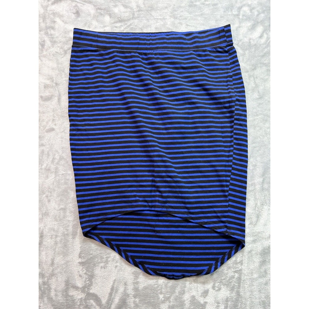 Torrid Womens Skirt Plus Size 1 Blue Midi Cotton Striped Hi-Low Comfortable